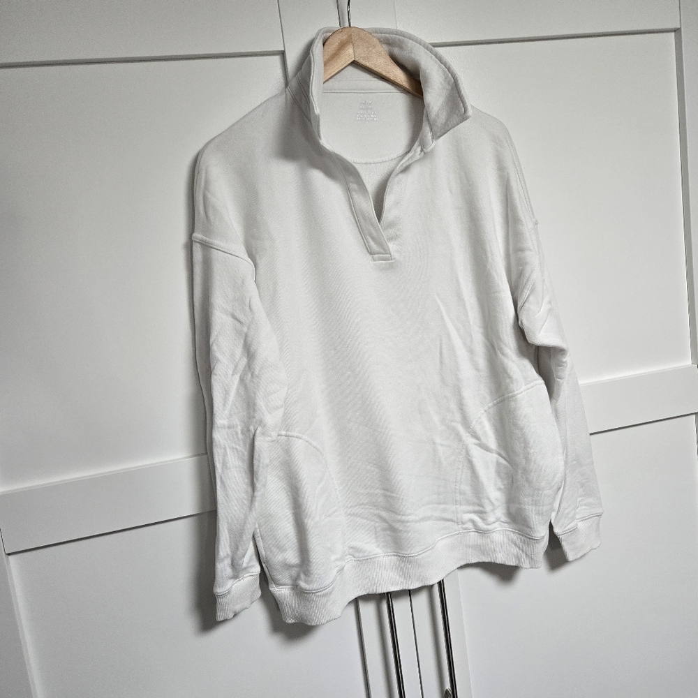 ✨️3 For $30✨️ Aerie Popover Polo Sweatshirt White (XXS oversized)